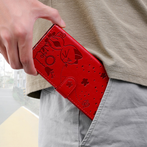 Funda Tipo Cartera Para Huawei Honor Series, De Piel Sintética De Alta Calidad, Con Tapa Y Ranura Para Tarjetas, Color Rojo