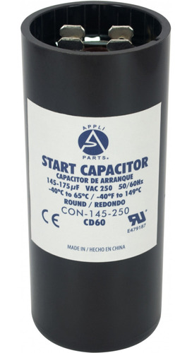 Appli Parts Condensador Capacitor Arranque 145-175 Mfd (