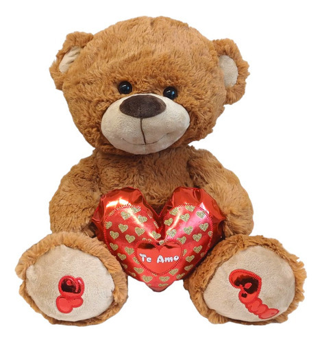 Peluche Oso Sentado Con Corazon Metalizado 40 Cm Phiphitoys 