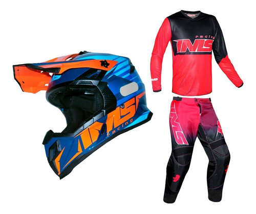 Capacete Ims Extreme Laranja/azul + Conjunto Army Promoção