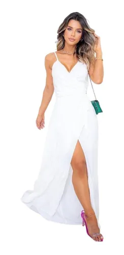 Vestido Transpassado Branco MercadoLivre