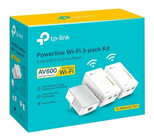 Adaptador Powerline Wireless 3 Peças Tplink Tl-wpa4220t Kit