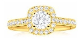 Anel Ouro 18k Solitário Com Diamantes 15 Pontos Mod. Cj1307