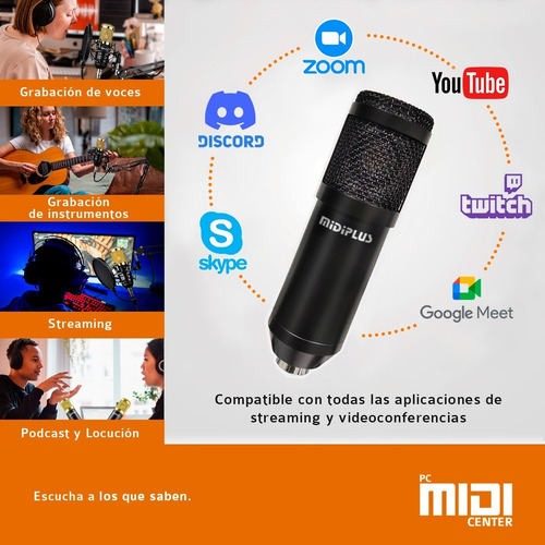 Imagen 3 de 10 de Kit Micrófono Condenser Usb Midiplus Usb800 Negro