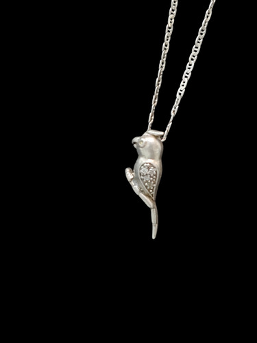 Dije Y Cadena De Plata Ley 925 Pájaro Plateado (Usado)