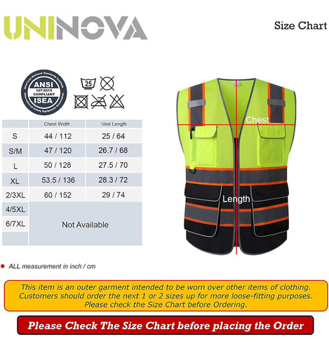 Chaleco De Seguridad Uninova, 2xl / 3xl, Amarillo Y Negro