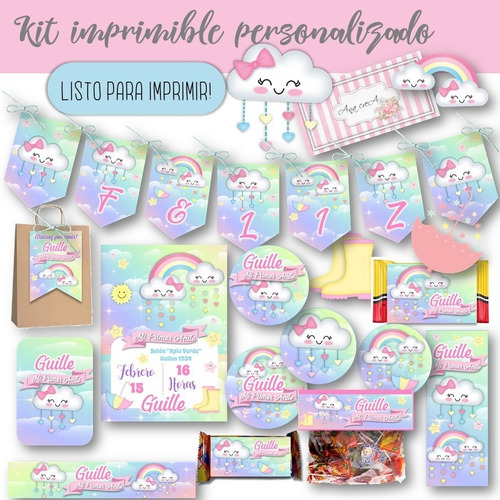 Kit Imprimible Lluvia De Amor Mod.5 Candy Bar Personalizado