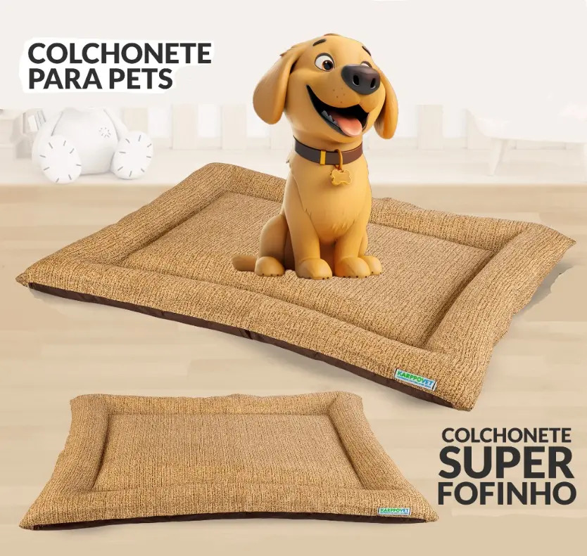 Colchonete Pet Cachorro E Gato Karppovet Luxo Cama Caminha M Cor Bege