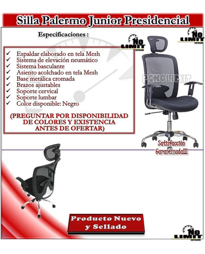 Silla Palermo Junior Presidencial Oficina Lopcymat Pcnolimit