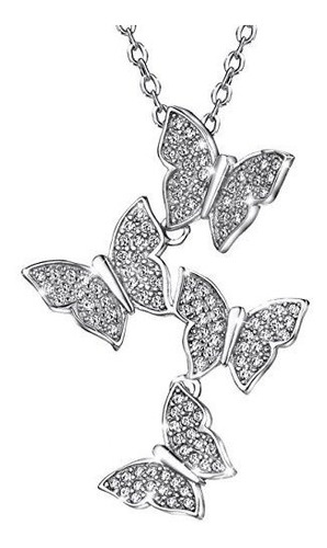 Collar Plata Mariposa Circonia Cúbica 16-18  Mujer