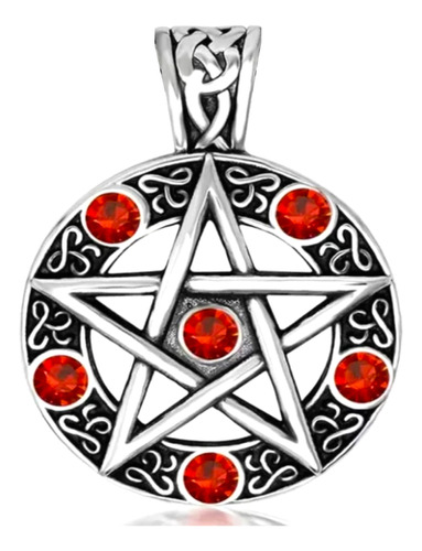 Pentagrama Estrella Circulo, Dije + Cadena Larga Acero