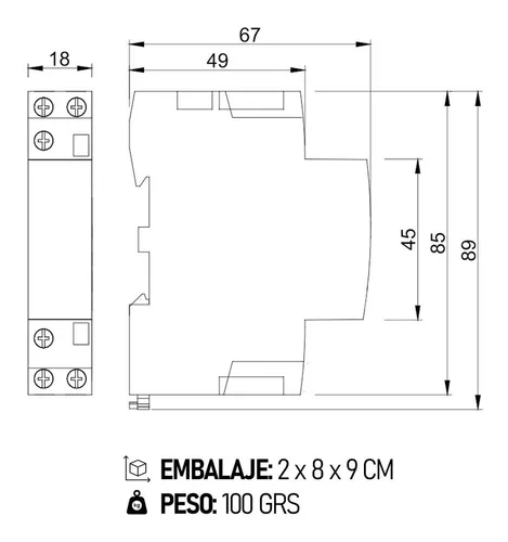 Contactor Modular Baw 25a Bobina 24v 2 Polos 1 Modulo Din
