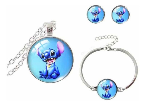 Conjunto Collar Aros Y Pulsera Stich