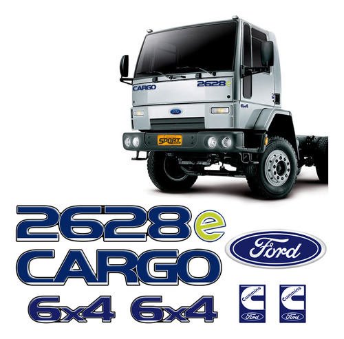 Kit Adesivos Cargo 2628e 6x4 Cummins Emblemas Caminhão Ford