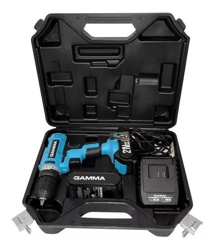 Imagen 7 de 7 de Taladro percutor atornillador inalámbrico de 13mm Gamma G12301 21V + accesorios con maletín de transporte 110V/220V