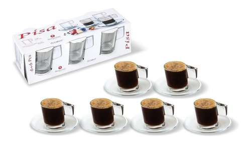 Imagen 4 de 4 de Pisa Juego De 6 Tazas De Vidrio Para Café Expreso. 80 Ml.