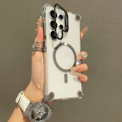 Funda Para Samsung De Transparente Uso Rudo Esquinas Reforzadas Con Magsafe+protector De Lente+soporte