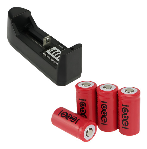 4 X 2400mah Li-ion 16340 Cr123a Recargable Batería + 1 Carga