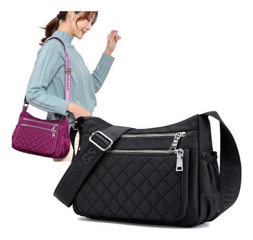 Bolsa Mochila Transvesal De Ombro Feminina Masculina Cor Preto