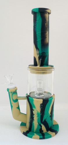 Bong Silicona Vidrio Pyrex Y Percolador Canon 34cms Altura 