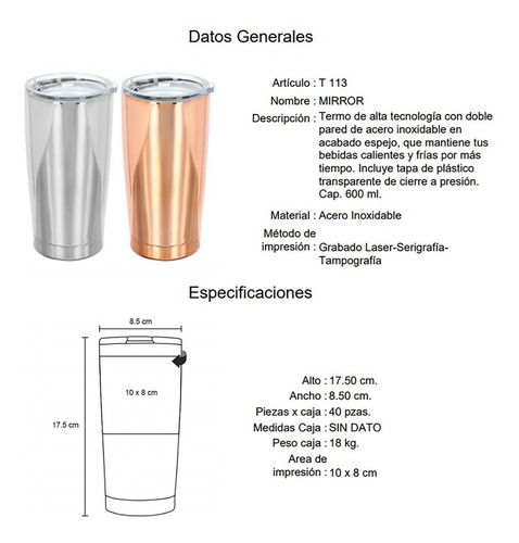 Imagen 5 de 9 de Termo De Acero Inoxidable Rose Gold Y Cromo Cap 500ml