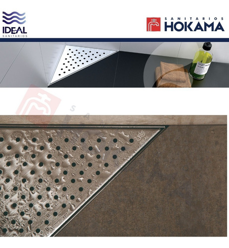 Imagen 5 de 10 de Rejilla Baño Ducha Triangular Esquina Acero Inox Esquinera