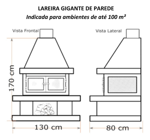 Lareira À Lenha De Parede Gigante - Aço Naval