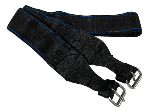 Cincha O Cinchon Elástico 2 Hebillas P/monturin De Turf Negro Y Azul