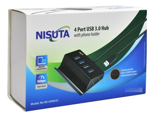 Adaptador Hub Usb 3.0 A 4 Puertos Usb 3.0 Alimentación Extra