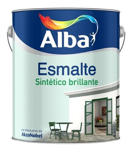 Alba Esmalte Pintura Sintético Color Blanco Brillante 1 Litro