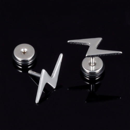 Aros De Acero Aros Mujer Plata Aros Hombre Piercing Rayo