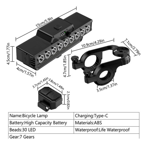 Lámpara Delantera De Bicicleta Con Carga Led Y Luz Trasera D