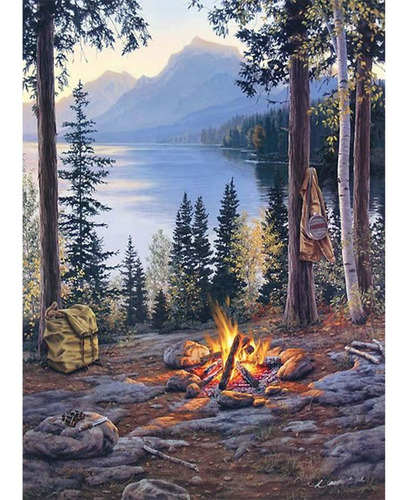 5d Diamond Painting Lake Forest Antorch Taladro Completo Por
