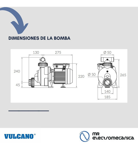 Imagen 7 de 10 de Bomba Autodrenante Vulcano Hidromasaje 1.25 Hp