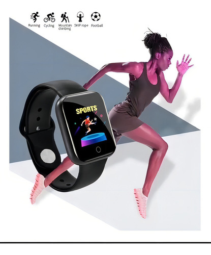 Smartwatch D20 Preto: Monitoramento De Saúde Notificações Preto Milanese Preto Preto