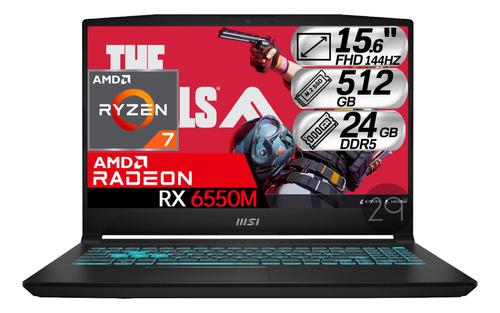 Portatil Msi Gamer Amd Ryzen 7 Rx 6550m Ram 24gb Ssd 512gb