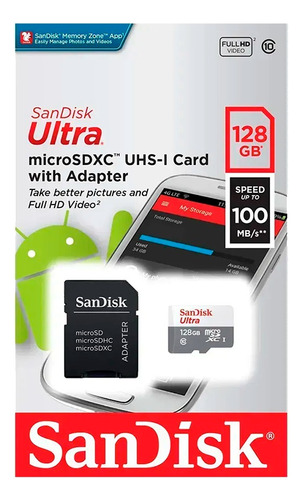 Memoria Sd Sandisk Ultra 128 Gb 100 Mbps