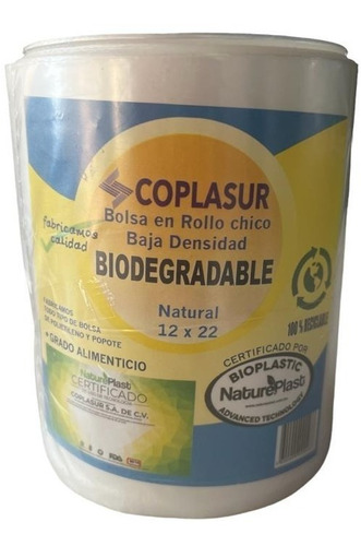 Bolsa En Rollo Biodegradable Natural Para Alimentos 12x22 Cm
