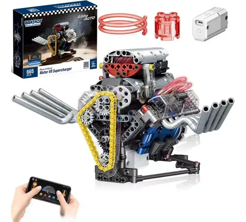 Brastoy Kit De Blocos Do Motor V8 - Brinquedo De Experimento Científico Físico - 665 Peças