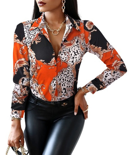 Camisa Dama Rocco Orange - Ass-2210 Talles S Al 2xl