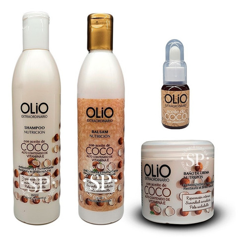 Kit Olio Aceite De Coco Shampoo + Bálsamo + Máscara + Serum