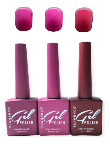 Pack 3 Esmaltes Permanentes Magenta Flameco 12ml