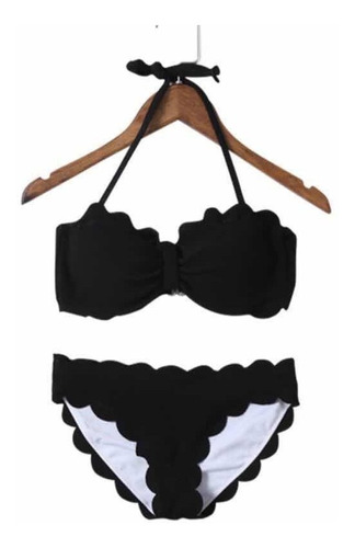 Bikini Traje De Baño Negro Ondulado