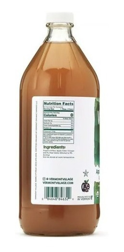 Vinagre De Sidra De Manzana Organico Vermont 32 Fl Oz 946 Ml