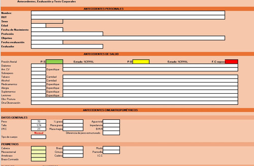 Planilla Para Registrar Y Calcular Mediciones Corporales