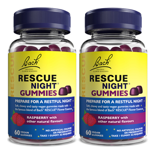 2x Rescue Night Gummies Floral De Bach Frutas Vermelhas Sabor Frutas Vermelhas