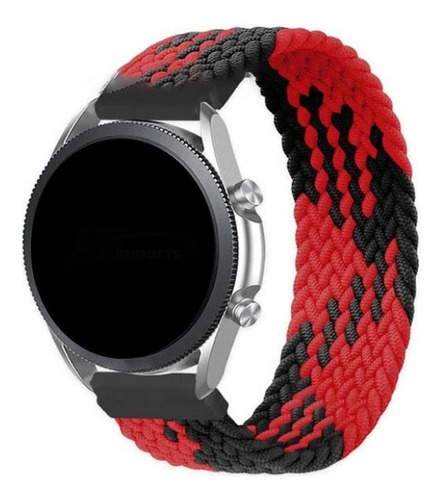 Pulseira 22mm Nylon Trançada Infinito Para Amazfit Gtr 47mm Cor Vermelho/Preto [Tam. M] (Pulso 185 até 195mm)