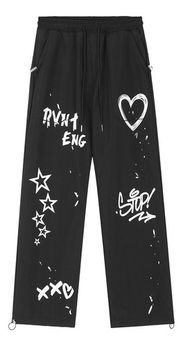 Graffiti Design Sense Casual Pants Loose Sports Wide Legs