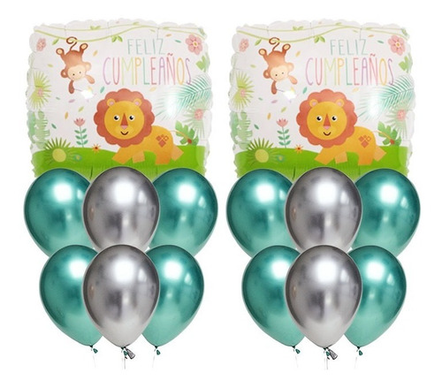 Pack 2 Uds Set De Globos Decoración 7 Uds Feliz Cumpleaños