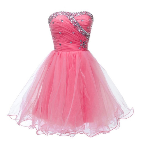 vestido debutante curto rosa